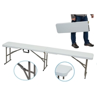Banca pliabila pentru evenimente si catering, 183x28x43 cm, din HDPE si otel, alb
