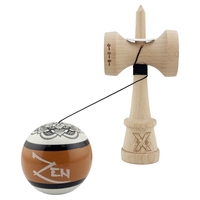 Kendama X Zen Series Originala, Profesionala, Flippy, Cupe Mari KING SIZE V3, Super Sticky, Gaura in Baza, Rulment Metalic, din lemn 18 cm, Ata 62/65 cm, Maro