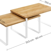 SONGMICS Set 2 rafturi de bucatarie suprapozabile, pentru ustensile sau condimente, 20x30x16cm, natur si alb