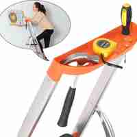SONGMICS Scara aluminiu pliabila cu 4 trepte, latime trepte 12 cm, cu maner, sarcina 150 kg, 44x156 cm