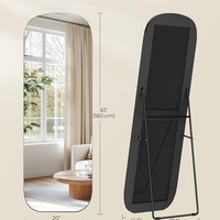 SONGMICS Oglinda podea cu colturi rotunjite, rama aluminiu, sticla securizata, 160x50 cm, negru