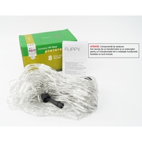 Sectiune Instalatie de Craciun Vafy, Tip Plasa, 160 LED-uri, 3 m x 1 m, 8 jocuri de lumini, Interconectabila, Fir transparent, Alb rece