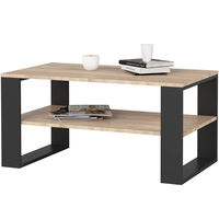 Masuta cafea ALEX cu raft inferior, PAL laminat, 92x53x45 cm, stejar sonoma si negru