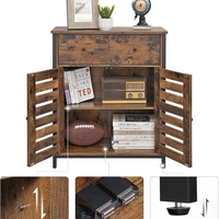 VASAGLE Comoda depozitare cu 2 sertare si polite, usi tip jaluzea, stil industrial, 30x70x80 cm, maro rustic