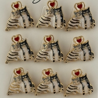 Set 12 Brose Martisor Primavara, Jolie, Model Cuplu de Pisici