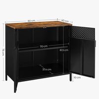 SONGMICS Dulap depozitare metalic cu 2 usi, raft reglabil, cadru otel, stil industrial, 80x40x76 cm, negru si maro rustic