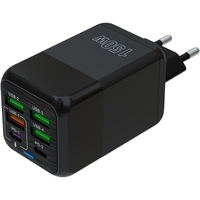 Incarcator Multifunctional, Flippy®, 6 Porturi (2 x PD Type C + 4 USB), 150 W, 5V, 2.4A, Incarcare Rapida, 4.4 x 4.4 x 11 cm, Negru