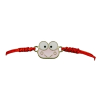 Martisor Bratara pentru Dama si Copii, Jolie, Model Broscuta Vesela, Set 12 bucati, Pandantiv Emailat, Snur Reglabil, Rosu/Roz