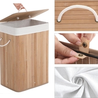 SONGMICS Cos de rufe din bambus, pliabil, cu captuseala detasabila lavabila, 72L, 40x30x60cm, natural