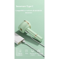 Aparat Pentru Curatat Scame, Par Si Praf, Vafy, Pentru Diferite Tipuri De Material, Cu Lame Din Otel Inoxidabil, Incarcare Prin USB Type-C, Cu Perie De Curatare, Cablu USB Si Stick Cu Lipici Incluse, Verde, 220 x 86 mm