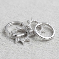 Cercei din Argint 925, Jolie Silver, pentru Dama, Model Soare cu Cristale, 2.55 g, Design Elegant si Romantic, Argintiu