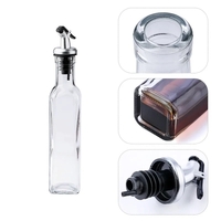 Sticla de Ulei de Masline, Vafy, Sticla etansa pentru Lichide de Bucatarie, Sticla pentru Uleiuri, Sosuri, Otet, Capac din Inox Dozator, 19.5 x 4.8 cm, volum 150 ml, Transparent