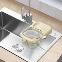 Cos de Scurgere pentru Chiuveta, Vafy, din ABS, cu Maner si Ventuza, Multifunctional, 22 x 13 x 8.5 cm, Crem
