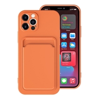 Husa protectie Vafy cu suport card compatibila cu Apple iPhone 12 Mini Portocaliu