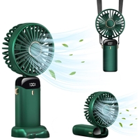 Ventilator Ultra Portabil cu Aromaterapie, Vafy, 3 in 1, de Mana, de Birou, de Gat, 5 Trepte de Viteza, Incarcare USB, Autonomie 12h, Pliabil, cu Ecran LCD, Verde