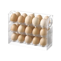 Suport Organizator pentru Oua, Vafy, Capacitate 30 Oua, Pentru Usa Frigiderului, 3 Straturi, din Plastic, Transparent