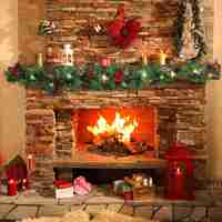Ghirlanda de Craciun, Flippy, din Brad Artificial cu Decoratiuni, cu Baterii, 50 LED-uri, 270 cm, Verde