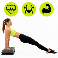 Stepper aerobic fitness profesional, reglabil 3 niveluri, PP, maxim 350 kg, 108x29x20 cm, negru gri