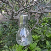 Lampa Solara LED Decorativa sub forma de Bulb, pentru exterior, suspendata, IP65, Ultron Transparent, lumina rece, Flippy