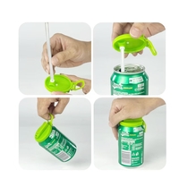 Capac Anti Varsare pentru Doze, Vafy, Model cu Pai Transparent, Reutilizabil, din Plastic, cu Maner Transportabil, 5.4 cm, Gri