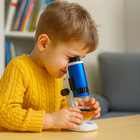 Microscop educational cu accesorii, marire 100x-250x, iluminare LED, suport smartphone, set pentru experimente
