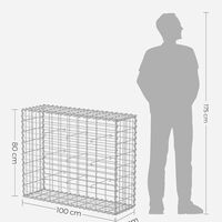 SONGMICS Cos de gabioane pentru pietre, otel galvanizat, 100x80x30cm, argintiu