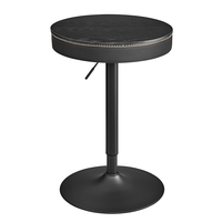 VASAGLE Masa de bar neagra, 59x59x(83-105) cm – inaltime reglabila, compartiment de depozitare
