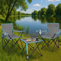 Set masa pliabila cu 2 scaune, structura metalica, husa transport, 47x47x45 cm, gri