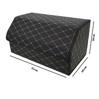 Cutie de Depozitare Auto, Flippy, Organizator Premium Portbagaj, Geanta Multifunctionala, Piele Ecologica, Pliabil si Rezistent la Uzura, 2 Compartimente Depozitare, Pliabil si Rezistent la Uzura, Negru/Alb, 55 x 30 x 30cm