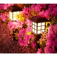 Set 2 Lampi Solare Led pentru Gradina, Flippy, Tip felinar, 38 cm, 8.6x8.6 cm, Buton On-Off, Alb cald, Negru/Alb