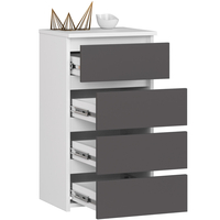 Comoda cu 4 sertare, PAL laminat 16mm, 40x35x74 cm, alb si gri