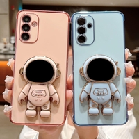 Husa Telefon 2in1, Vafy, Compatibila Samsung Galaxy S24, Carcasa TPU cu Suport Inclus Tip Astronaut, Protectie Camere, Roz