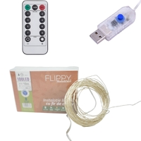 Instalatie de Craciun Liniara, Vafy®, Tip Liniara, Fir Cupru, 8 Jocuri de Lumini, cu Telecomanda, 10 m, 100 Led-uri, Alimentare USB, 4.5V, Albastru