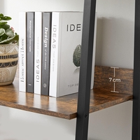 VASAGLE Biblioteca tip scara, cadru otel cu 5 polite, stil industrial, 60x30x170 cm, maro