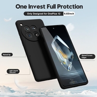 Husa de Protectie, Vafy, pentru OnePlus 12 5G, Liquid Silicone, cu Microfibra pe Interior, Protectie Antisoc, Compatibil Incarcare Wireless, Negru