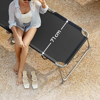 SONGMICS Sezlong pliabil, cu parasolar si tetiera, spatar reglabil in 4 pozitii, maxim 150kg, 200x71x38cm, negru