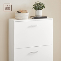 VASAGLE Dulap pantofi cu 2 usi rabatabile, pentru 12-18 perechi, 60x24x120 cm, alb