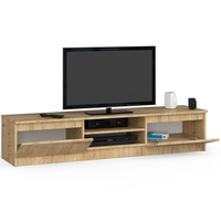 Comoda TV cu 2 usi si rafturi centrale, PAL laminat, 160x40x33 cm, stejar artisan