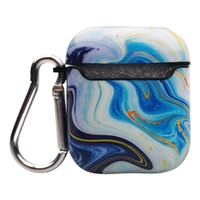 Husa AirPods cu Inel Prindere Marble Albastru