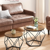 VASAGLE Set de 2 mese de cafea, stil industrial, 50x40cm si 40x36cm, maro rustic si negru