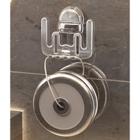 Suport Multifunctional Dublu, Pahar si Suport pentru Periuta de Dinti, Flippy, Plastic, 11 cm x 11.5 cm, Transparent