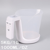 Cantar de Bucatarie 2 in 1, Vafy, Model Electronic, Tip Cana Gradata cu Masurare, pentru Lichide si Solide, Display Automat, 21.5 x 14.3 x 15 cm, Alb