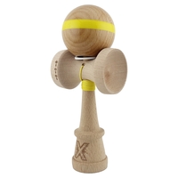 Kendama X Originala, Profesionala, Flippy, Super Sticky, Cupe Mari KING SIZE V3, Gaura in Baza, Rulment Metalic, din lemn 18 cm, Ata 62/65 cm, Original Galben