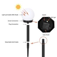 Lampa solara LED pentru Gradina, Flippy, Set 2 Bucati, Tip Glob/Sferica, 37 cm, Diametru 10 cm, Buton On-Off, Multicolor, Negru/Alb