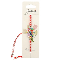 Martisor Bratara Snur Alb-Rosu, Jolie, Pandantiv Metalic, Model Multicolor