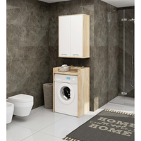 Dulap baie suspendat, cu 2 usi si 4 rafturi interioare, PAL 16 mm, 64x30x94 cm, stejar sonoma si alb
