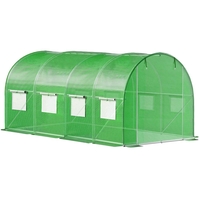 Folie pentru sera gradina 450x200x200 cm, 140 g/m², armata cu plasa, UV4, 9 ferestre, verde