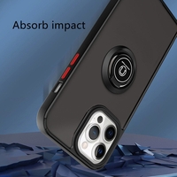 Husa Anti Fall Metal Bracket pentru Apple iPhone 14 Pro Max, Rezistenta la socuri, Margini colorate, Cu inel de prindere magnetic, Vafy, Negru