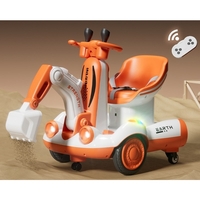 Excavator Electric, Flippy, pe 4 Roti Antiderapante, cu Telecomanda, Brat Controlat Electric, cu Telecomanda, +2 Ani, Portocaliu
