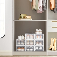 SONGMICS Organizator pantofi cutii stivuibile, cu usa transparenta, plastic, 8 module de 33x23x14 cm, alb